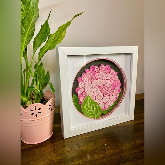 3D Pink Hydrangea Shadowbox - Picture 3 of 9